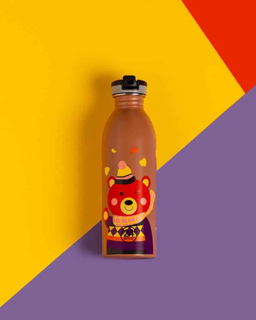 24BOTTLES Kids Urban rozsdamentes acél kulacs | Cuki medve | Több méretben