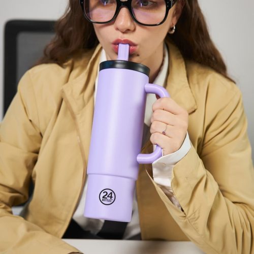 24BOTTLES Straw Cup 800ml | rozsdamentes acél bögre szívószállal