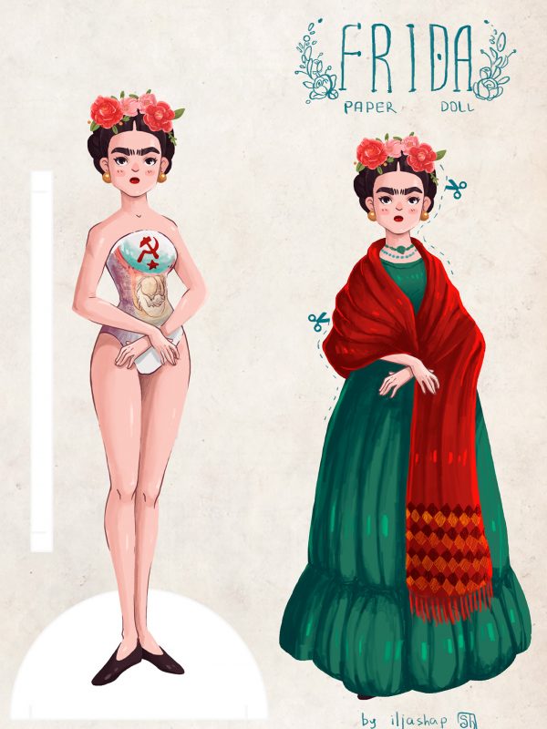 fridakahlopapirbaba egy Frida papírbaba