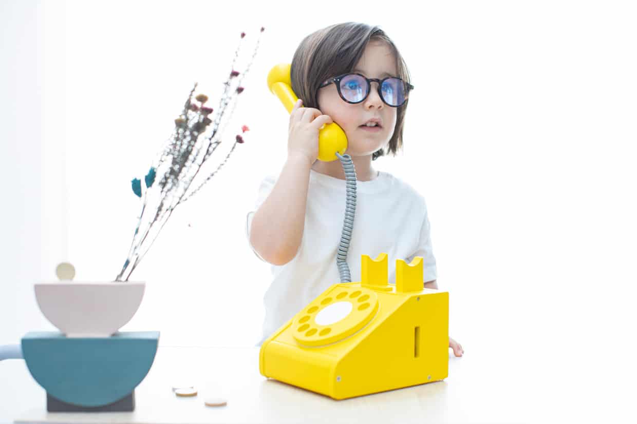 Fa retro telefon - Sárga