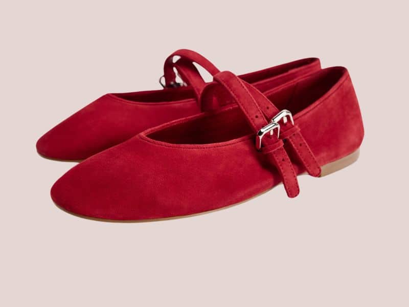 LEATHER BALLET FLATS WITH DOUBLE STRAP zara