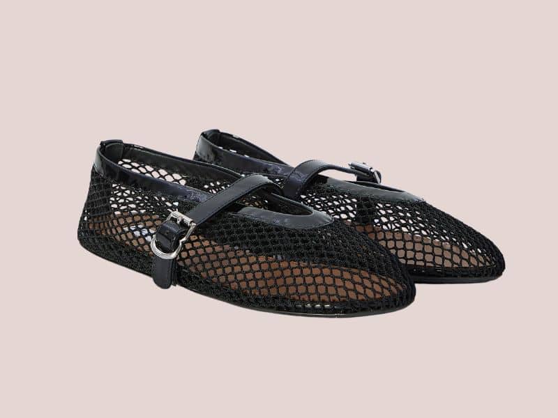 Mallet flats in fishnet Maison ALAIA